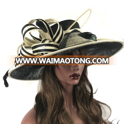 ABPF Wide Brim Ladies Sinamay Fabric Church Party Hats