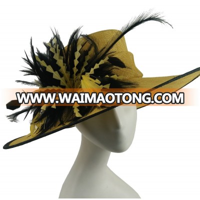 ABPF Wide Brim Sinamay Fabric Derby Church Party Hats For Ladies