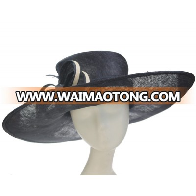 ABPF Wide Brim Sinamay Summer Sun Lady Church Top Bucket Straw Hat