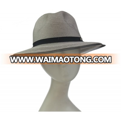 ABPF Fedora White Summer Beach Sun Folding PP Straw Hats Bowler