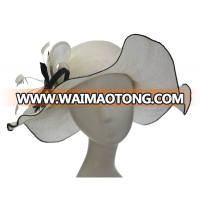 ABPF Fancy Wide Brim Ladies White Church Hats Summer