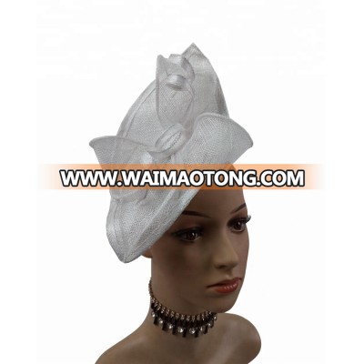 ABPF Elegant White Teardrop Sinamay Fascinator Hats