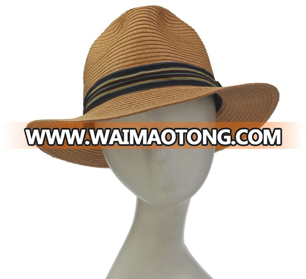 ABPF Fancy Orange Summer Beach Sun Foldable Fedora Cowboy Straw Hats